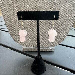 Rose Quartz Mushrooms & Sterling Silver Earrings